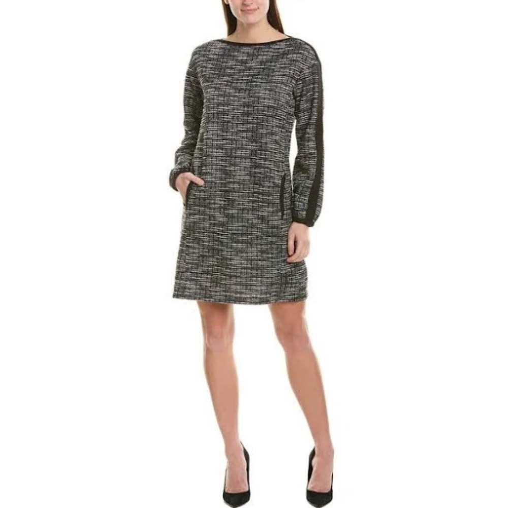 MAX STUDIO women dress sweater 9908V51 grey black pockets polyester sz M $98